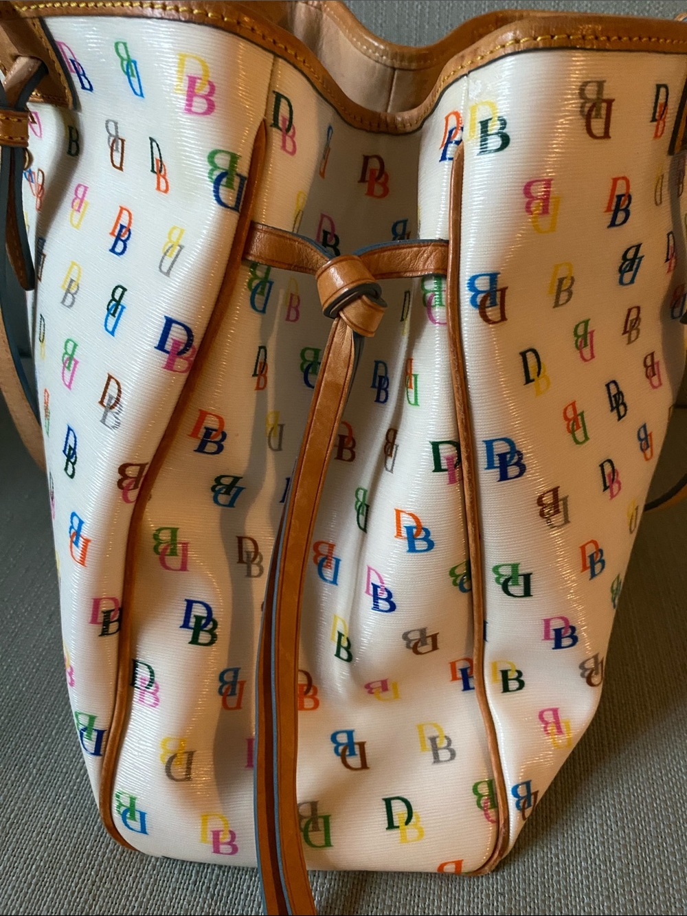 Vintage Dooney and Bourke Monogram Rainbow Tote - Picture 6 of 9